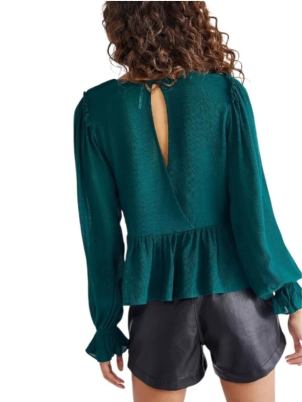 Free People | Daia Ruched Peplum Top in Garden Gem Green Size Small (4-6) - Picture 11 of 11